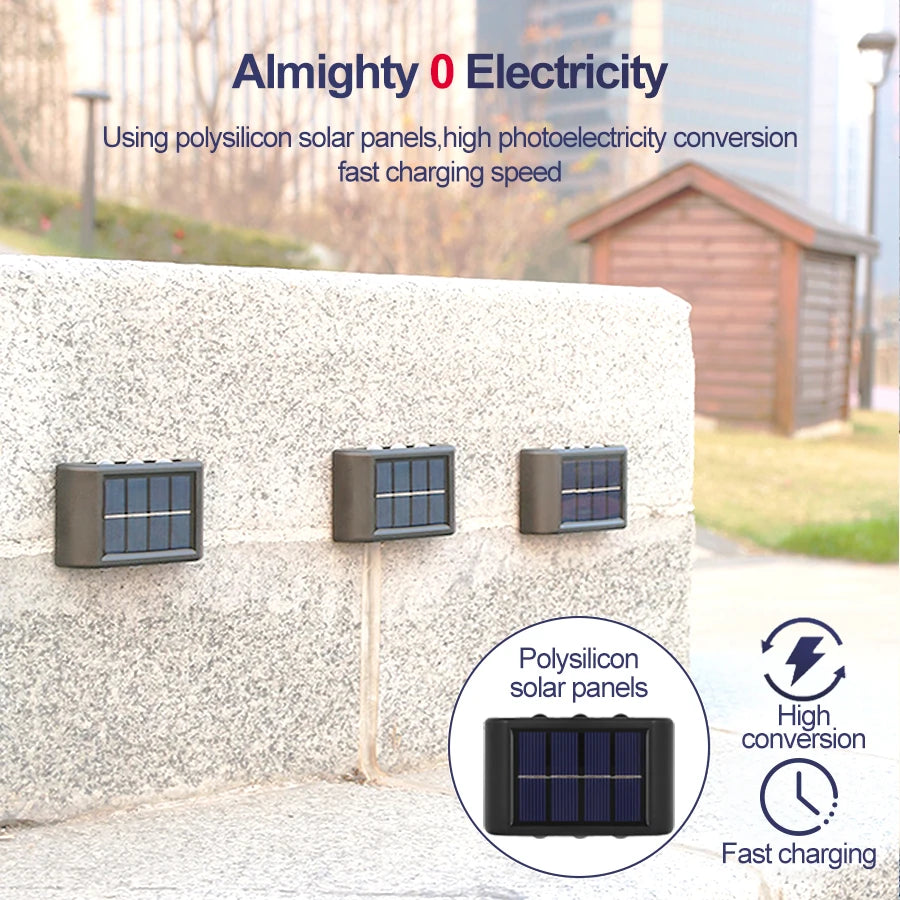 Solar Up And Down Double-headed High Brightness Wall Lights Garden Lights Door Sign Wall Lights Outdoor Waterproof Wall Washer